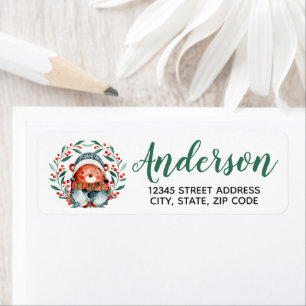 Christmas Wreath Bear Return Address Label