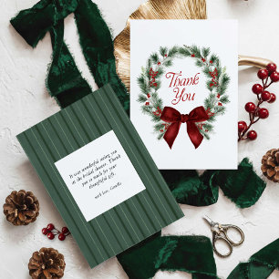 Christmas Wreath Bridal Shower Thank You Card