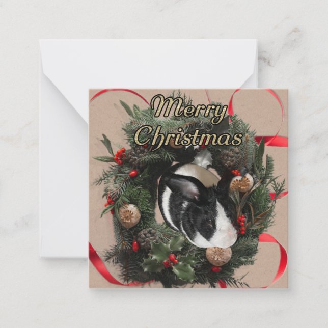  Christmas Wreath Bunny Card (Front)