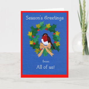 Christmas Wreath Card with Robin Redbreast