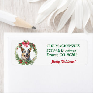 Christmas Wreath Cattle Dog Return Address