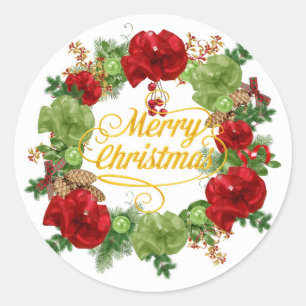 Christmas wreath classic round sticker
