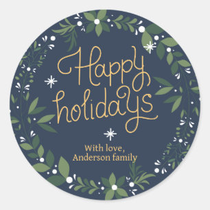 Christmas Wreath  Classic Round Sticker