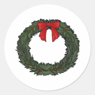 Christmas Wreath Classic Round Sticker