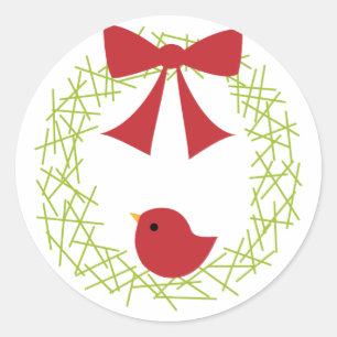 Christmas Wreath Classic Round Sticker