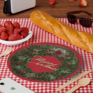 Christmas Wreath Clock Paper Plate