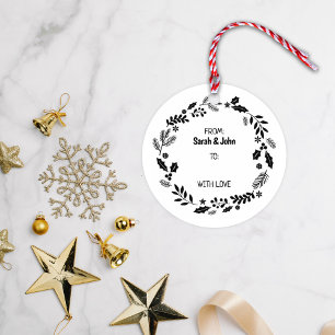 Christmas Wreath Couple Tag Rubber Stamp