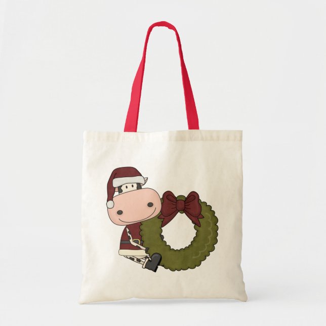 Christmas Wreath Cow Gift Bag (Front)