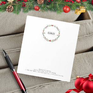 Christmas Wreath Custom Business Logo Text Simple  Notepad