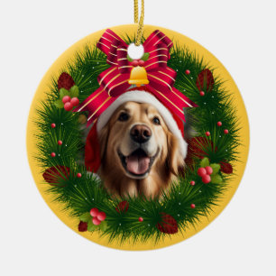 Christmas Wreath Custom Dog Modern Cute Pet Photo Ceramic Tree Decoration