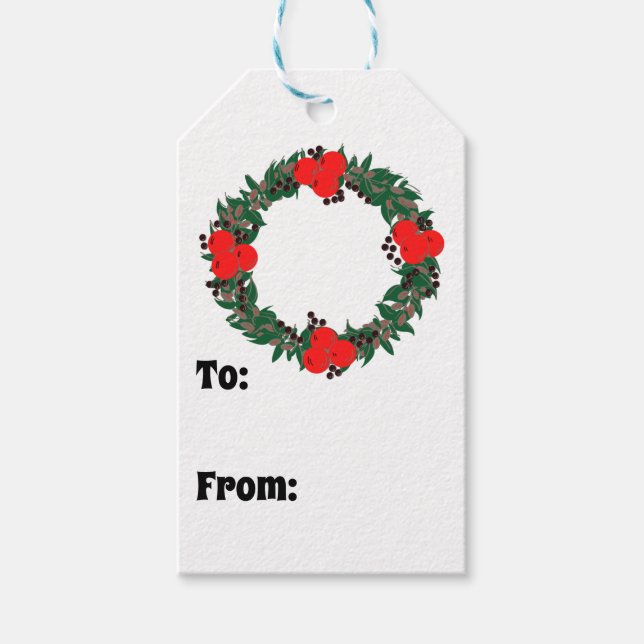Christmas Wreath Custom Gift Tags (Front)