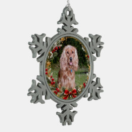 Christmas Wreath Custom Pet Photo Snowflake Pewter Christmas Ornament