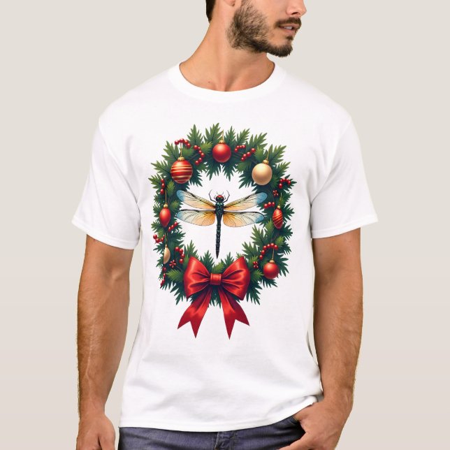 Christmas Wreath Dragonfly T-Shirt (Front)