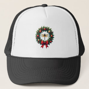 Christmas Wreath Dragonfly Trucker Hat