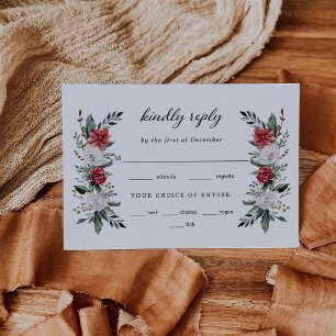 Christmas Wreath Elegant Holiday Wedding Entrée RSVP Card