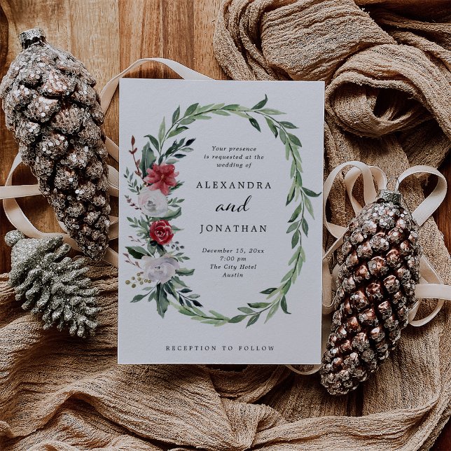 Christmas Wreath | Elegant Holiday Wedding Invitation (Creator Uploaded)