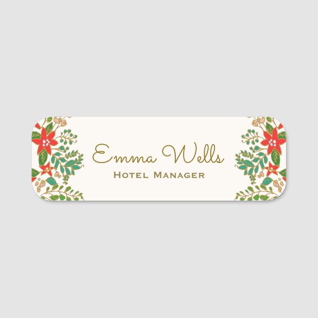 Christmas Wreath Employee Name Tag (Front)