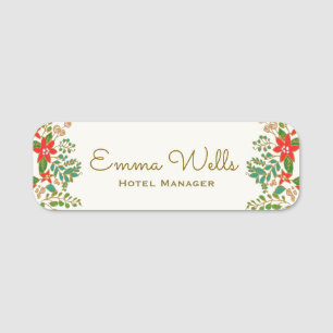 Christmas Wreath Employee Name Tag
