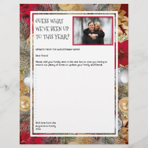 Christmas Wreath FAMILY NEWS UPDATE with Photo Custom Letterhead