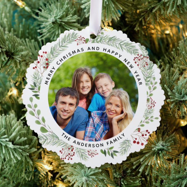 Christmas wreath family photo label tree decoration card (Insitu (Tree))