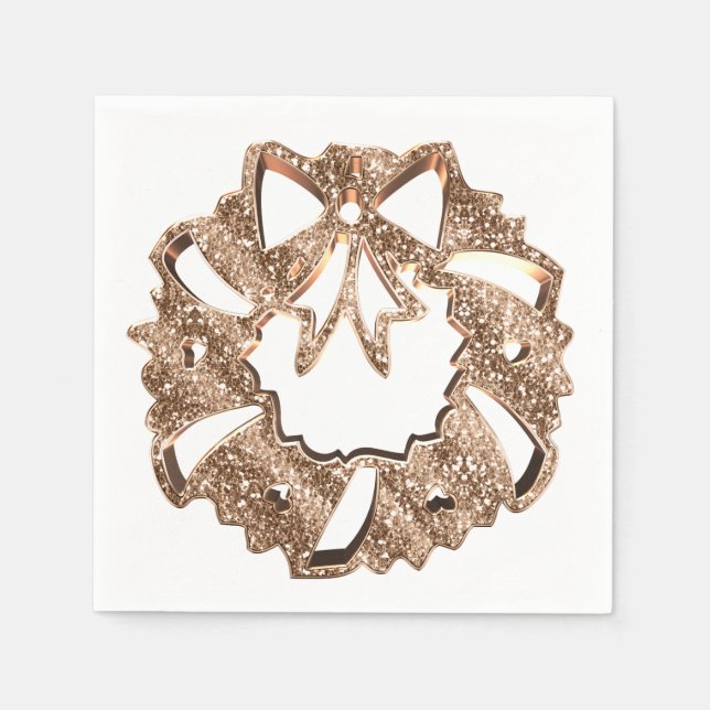 Christmas Wreath Faux Gold Diamonds Elegant Napkin (Front)