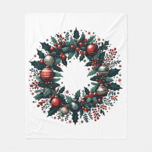 Christmas Wreath Fleece Blanket