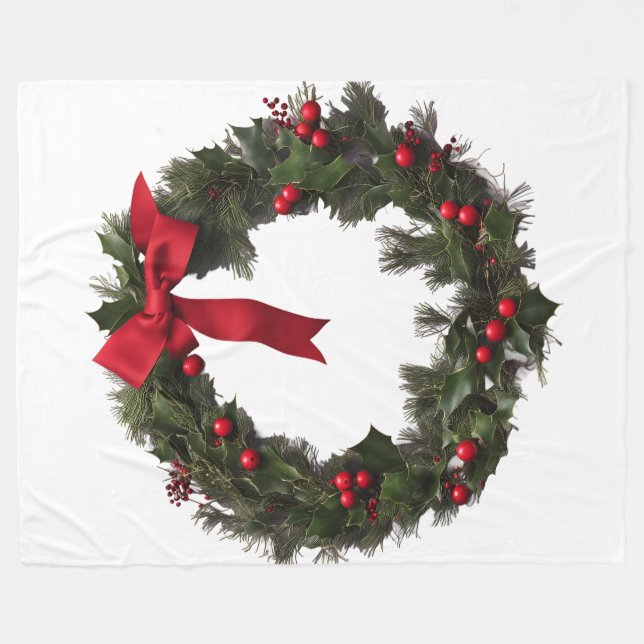 CHRISTMAS WREATH Fleece Blanket (Front (Horizontal))