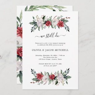 Christmas Wreath Floral Wedding Vow Renewal Invitation