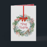 Christmas Wreath Folded Holiday Card<br><div class="desc">Beautiful wreath of winter botanicals feature Merry Christmas in the middle and your personalise greeting and message on the inside. MORE styles in our collection.</div>