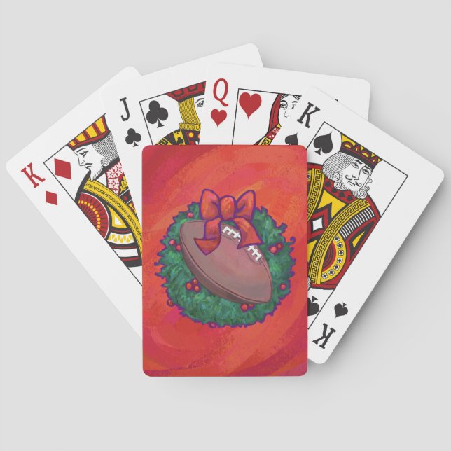 Christmas Wreath Football on Red Playing Cards (Back)