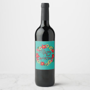 Christmas Wreath, Gift of Wine, Wine Bottle Label