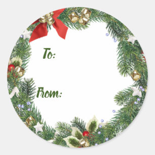 Christmas wreath gift tags