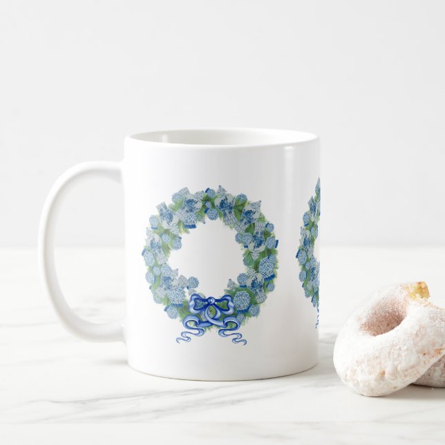 Christmas Wreath Ginger Jar Jars Coffee Mug (With Donut)