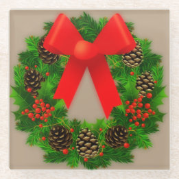 Christmas Wreath Glass Coaster