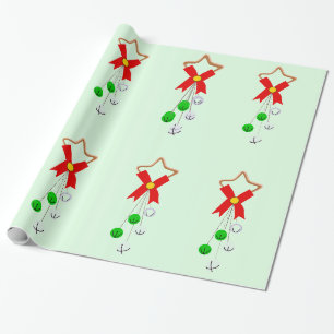 Christmas Wreath Green Wrapping Paper