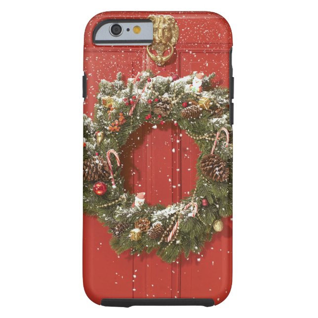 Christmas wreath hanging on a door Case-Mate iPhone case (Back)