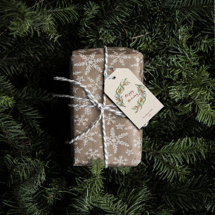 Christmas Wreath Happy Holiday Gift Tag