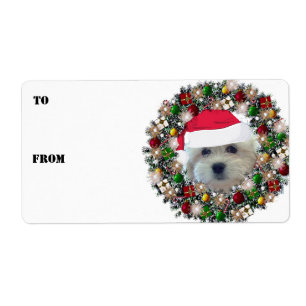 Christmas Wreath Havanese Gift Labels