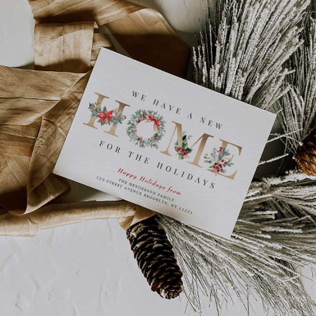 christmas wreath holiday announcement card (Creator Uploaded)