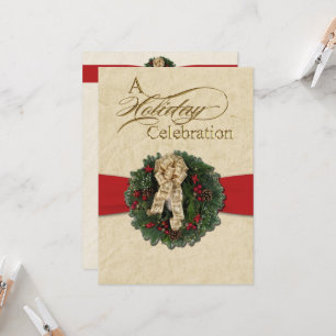 Christmas Wreath Holiday Celebration Invitation