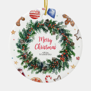 Christmas Wreath Holiday Ceramic Tree Decoration