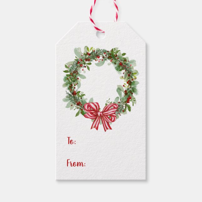 Christmas Wreath Holiday Gift Tag (Front)