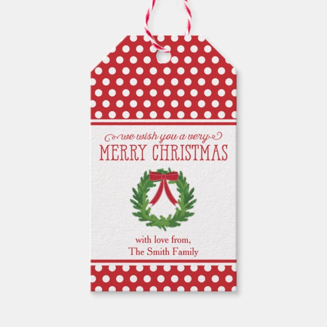 Christmas Wreath Holiday Gift Tag (Front)