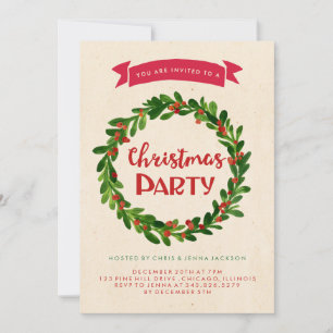 Christmas Wreath Holiday Party Invitation