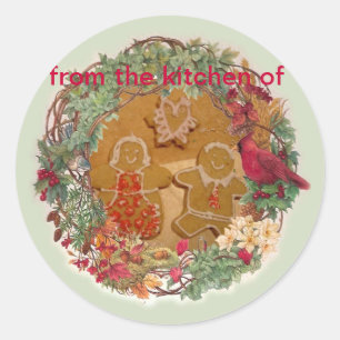 Christmas Wreath Illustrated Kitchen Label