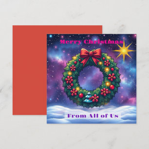 Christmas Wreath in cosmic setting with star Invitation