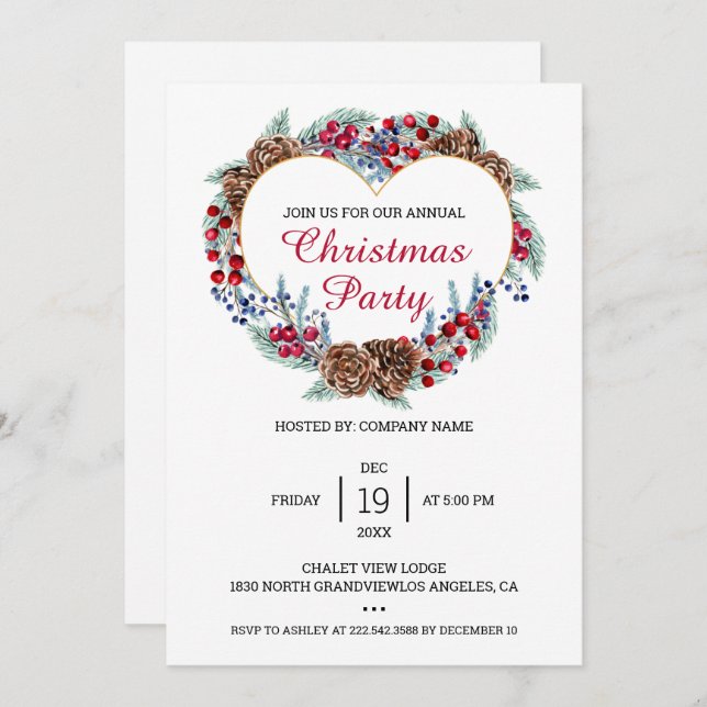 Christmas Wreath  Invitation (Front/Back)