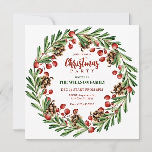 Christmas wreath  invitation (Front)