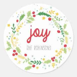 Christmas Wreath Joy Holiday Sticker