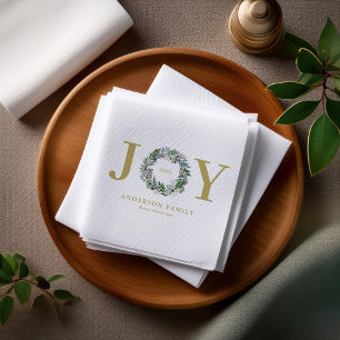 Christmas Wreath "Joy"  Napkin